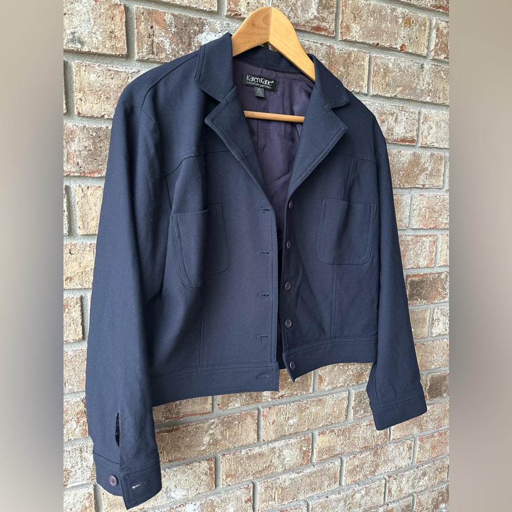 Karen Kane petite short (crop) blazer coat Women’s Dressy jacket blue size 12